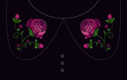 Kragen mit Stickerei Rose vektor abbildung Kragen mit Stickerei Rose vektor abbildung