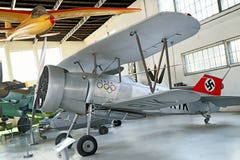Krakau, Polen - 30. August 2015: Museum von Luftfahrt Ausstellungsfläche stockbild Krakau, Polen - 30. August 2015: Museum von Luftfahrt Ausstellungsfläche stockbild