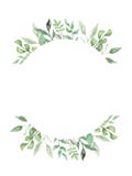 Krans för lövverk för bröllop för ram för grönska för vattenfärgsidor hand målad royaltyfri illustrationer Krans för lövverk för bröllop för ram för grönska för vattenfärgsidor hand målad royaltyfri illustrationer