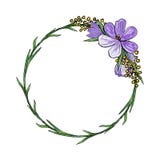 Kranz mit Krokussen und Mimose stock abbildung Kranz mit Krokussen und Mimose stock abbildung