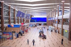 KRASNOYARSK, RUSSIA - 17.02.2019: a welcome sign for the XXIX Winter Universiade 2019 in the city of Krasnoyarsk is stock photography KRASNOYARSK, RUSSIA - 17.02.2019: a welcome sign for the XXIX Winter Universiade 2019 in the city of Krasnoyarsk is stock photography