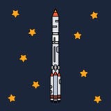 Kreskowego płaskiego koloru ikony wektorowi elementy kosmicznego programa wieloetapowa rakieta Kreskówka stylu rakieta, astronaut royalty ilustracja Kreskowego płaskiego koloru ikony wektorowi elementy kosmicznego programa wieloetapowa rakieta Kreskówka stylu rakieta, astronaut royalty ilustracja
