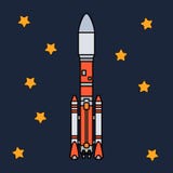 Kreskowego płaskiego koloru ikony wektorowi elementy kosmicznego programa wieloetapowa rakieta Kreskówka stylu rakieta, astronaut royalty ilustracja Kreskowego płaskiego koloru ikony wektorowi elementy kosmicznego programa wieloetapowa rakieta Kreskówka stylu rakieta, astronaut royalty ilustracja