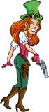 Kreskówki cowgirl z armatnim i czerwonym włosy Obraz Royalty Free Kreskówki cowgirl z armatnim i czerwonym włosy Obraz Royalty Free