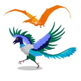 Kreskówki ilustracja archeopteryks i pterodaktyl Latający dinosaur skamieliny ptak Jurajski okres ilustracja wektor Kreskówki ilustracja archeopteryks i pterodaktyl Latający dinosaur skamieliny ptak Jurajski okres ilustracja wektor