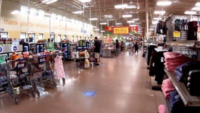 Kroger retail grocery store interior Holiday shoppers front end