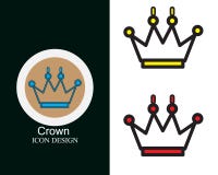 Kronasymbolsdesign med plan stillineart för tre färger royaltyfri illustrationer Kronasymbolsdesign med plan stillineart för tre färger royaltyfri illustrationer