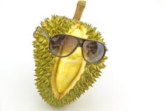 Królewiątko owoc, uśmiechnięty durian i sunglass odizolowywać na białych półdupkach, Obrazy Stock Królewiątko owoc, uśmiechnięty durian i sunglass odizolowywać na białych półdupkach, Obrazy Stock