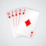 Królewska prostego sekwensu karta do gry grzebaka ręka w diamentach royalty ilustracja Królewska prostego sekwensu karta do gry grzebaka ręka w diamentach royalty ilustracja