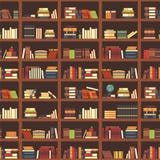 Książki w bookcase bezszwowym wzorze Szkolna książka, nauka podręcznik i magazyny przy półka na książki, Szkoła wyższa podręcznik ilustracja wektor Książki w bookcase bezszwowym wzorze Szkolna książka, nauka podręcznik i magazyny przy półka na książki, Szkoła wyższa podręcznik ilustracja wektor