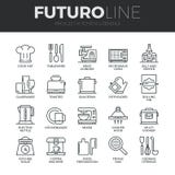 Kuchenne naczynia Futuro linii ikony Ustawiać ilustracja wektor Kuchenne naczynia Futuro linii ikony Ustawiać ilustracja wektor