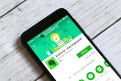KULIM, МАЛАЙЗИЯ - 11-ОЕ АПРЕЛЯ 2018: Применение Evernote на магазине игры Google андроида стоковое изображение rf KULIM, МАЛАЙЗИЯ - 11-ОЕ АПРЕЛЯ 2018: Применение Evernote на магазине игры Google андроида стоковое изображение rf