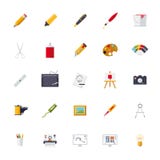 Kunst en ontwerp vlakke pictogram vectorinzameling vector illustratie Kunst en ontwerp vlakke pictogram vectorinzameling vector illustratie