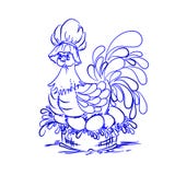 Kurczak na jajkach błękitnych wielkanoc szczęśliwy royalty ilustracja Kurczak na jajkach błękitnych wielkanoc szczęśliwy royalty ilustracja