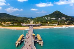 Kustlinjen av Nanshan buddistiskt kulturellt parkerar, Sanya, den Hainan ön, Kina arkivbilder Kustlinjen av Nanshan buddistiskt kulturellt parkerar, Sanya, den Hainan ön, Kina arkivbilder