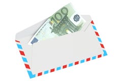 Kuvert med 100 euro, tolkning 3D stock illustrationer Kuvert med 100 euro, tolkning 3D stock illustrationer