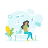 Kvinna som gör online-shopping vektor illustrationer Kvinna som gör online-shopping vektor illustrationer