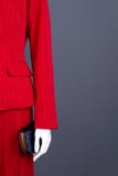 Kvinnlig manequin i den eleganta dräkten, kopieringsutrymme royaltyfri bild Kvinnlig manequin i den eleganta dräkten, kopieringsutrymme royaltyfri bild