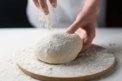 Kvinnlign räcker danandedeg för pizza royaltyfria foton Kvinnlign räcker danandedeg för pizza royaltyfria foton