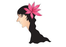 Kvinnor som vita rosa färger för den långa symbolen för hårstil blommar, Gril, vänder mot, logokvinnor, salongtecknet, skönhetdam vektor illustrationer Kvinnor som vita rosa färger för den långa symbolen för hårstil blommar, Gril, vänder mot, logokvinnor, salongtecknet, skönhetdam vektor illustrationer