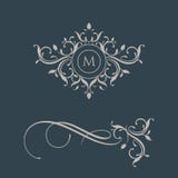 Kwiecisty monogram i granica Ð ¡ lassical elementy ilustracji Kwiecisty monogram i granica Ð ¡ lassical elementy ilustracji