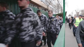 Kyiv, Ukraine. April 9, 2019. Activists and supporters of the National Corps political party attend a rally to demand an investiga stock video Kyiv, Ukraine. April 9, 2019. Activists and supporters of the National Corps political party attend a rally to demand an investiga stock video