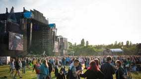 Kyiv, Ukraine - 07.09.2019: Atlas Weekend music festival outdoors, first day. Millennials are relaxin at music festival stock photos Kyiv, Ukraine - 07.09.2019: Atlas Weekend music festival outdoors, first day. Millennials are relaxin at music festival stock photos