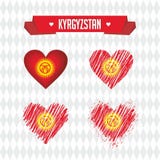 Kyrgyzstan heart with flag inside. Grunge vector graphic symbols stock illustration Kyrgyzstan heart with flag inside. Grunge vector graphic symbols stock illustration