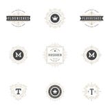 Königliche Logo-Design-Schablonen stellen ein, blühen kalligraphische elegante Verzierungslinien stock abbildung Königliche Logo-Design-Schablonen stellen ein, blühen kalligraphische elegante Verzierungslinien stock abbildung