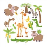 l'africa Animali e piante africani Insieme delle illustrazioni di vettore nello stile del fumetto illustrazione vettoriale l'africa Animali e piante africani Insieme delle illustrazioni di vettore nello stile del fumetto illustrazione vettoriale