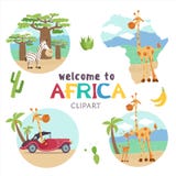 l'africa Animali e piante africani Insieme delle illustrazioni di vettore nello stile del fumetto royalty illustrazione gratis l'africa Animali e piante africani Insieme delle illustrazioni di vettore nello stile del fumetto royalty illustrazione gratis