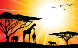 L'Africa/safari - siluette illustrazione vettoriale L'Africa/safari - siluette illustrazione vettoriale