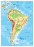L'Amérique du Sud a détaillé la carte physique illustration libre de droits L'Amérique du Sud a détaillé la carte physique illustration libre de droits