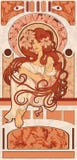L'art Nouveau a dénommé la femme avec le long flowin détaillé Photo libre de droits L'art Nouveau a dénommé la femme avec le long flowin détaillé Photo libre de droits
