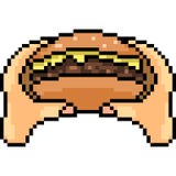 L'arte del pixel di vettore mangia l'hamburger Fotografia Stock Libera da Diritti L'arte del pixel di vettore mangia l'hamburger Fotografia Stock Libera da Diritti