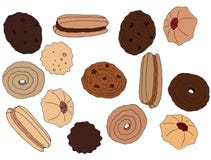 L'aspiration de main de bande dessin?e a color? le r?gime de caf? de chocolat d'ensemble d'art de biscuits savoureux illustration libre de droits L'aspiration de main de bande dessin?e a color? le r?gime de caf? de chocolat d'ensemble d'art de biscuits savoureux illustration libre de droits