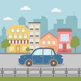 L'automobile va sulla strada nella città royalty illustrazione gratis L'automobile va sulla strada nella città royalty illustrazione gratis