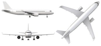 L'avion blanc haut détaillé, 3d rendent sur un fond blanc Avion dans le profil, de la vue avant et supérieure d'isolement illustration de vecteur L'avion blanc haut détaillé, 3d rendent sur un fond blanc Avion dans le profil, de la vue avant et supérieure d'isolement illustration de vecteur