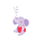 L'eau se reposante et de pulvérisation d'éléphant de bébé de bande dessinée avec son tronc L'animal humanisé mignon avec de grand illustration de vecteur L'eau se reposante et de pulvérisation d'éléphant de bébé de bande dessinée avec son tronc L'animal humanisé mignon avec de grand illustration de vecteur