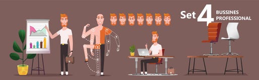 L'employé de jeune homme de la société présente les résultats du travail illustration de vecteur L'employé de jeune homme de la société présente les résultats du travail illustration de vecteur