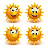 L'ensemble d'été Sun font face avec le sourire heureux illustration stock L'ensemble d'été Sun font face avec le sourire heureux illustration stock