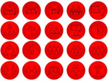 L'ensemble de gens d'affaires a rapporté la ligne icônes de vecteur avec de longues ombres Images libres de droits L'ensemble de gens d'affaires a rapporté la ligne icônes de vecteur avec de longues ombres Images libres de droits