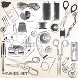 L'ensemble de mode de vecteur a haut détaillé les accessoires de couture illustration libre de droits L'ensemble de mode de vecteur a haut détaillé les accessoires de couture illustration libre de droits