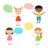 L'ensemble mignon d'enfants avec la parole bouillonne sur le fond blanc illustration stock L'ensemble mignon d'enfants avec la parole bouillonne sur le fond blanc illustration stock