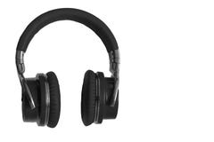 L'espace de copie d'isolement par écouteurs sans fil noirs d'équipement d'audio de musique photos libres de droits L'espace de copie d'isolement par écouteurs sans fil noirs d'équipement d'audio de musique photos libres de droits