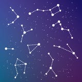 L'espace de vecteur et illustration d'étoiles Cassiopeia de constellation, venatici de cannes, commandant d'ursa, cancer, triangu illustration libre de droits L'espace de vecteur et illustration d'étoiles Cassiopeia de constellation, venatici de cannes, commandant d'ursa, cancer, triangu illustration libre de droits