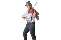 L'homme chante et joue le violon photo stock L'homme chante et joue le violon photo stock