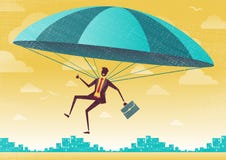 L'homme d'affaires utilise son parachute illustration stock L'homme d'affaires utilise son parachute illustration stock