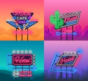 L'hôtel et le motel sont collection d'enseignes au néon Vecteur illustration de vecteur L'hôtel et le motel sont collection d'enseignes au néon Vecteur illustration de vecteur