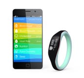 L'information de santé et de forme physique synchronisent du bracelet futé illustration stock L'information de santé et de forme physique synchronisent du bracelet futé illustration stock